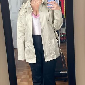 NWT naked wardrobe classy women khaki tan zipper short belted waist trench coat